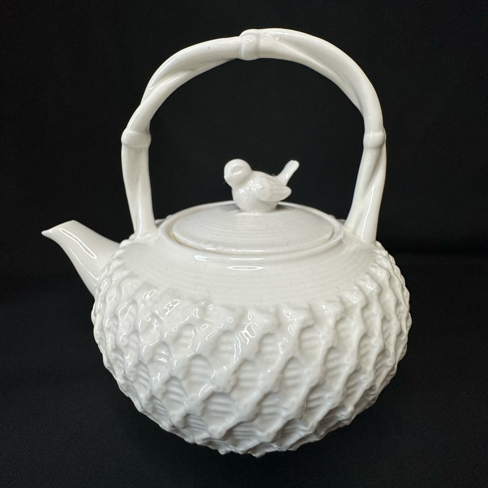Grace Tea Ware White Lace & Bird - Porcelain Victorian Style Teapot